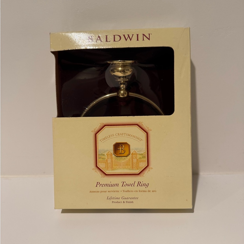 New in box, sealed, Baldwin towel ring